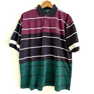 Classic Striped Polo Shirt - Burgundy, Green, Navy